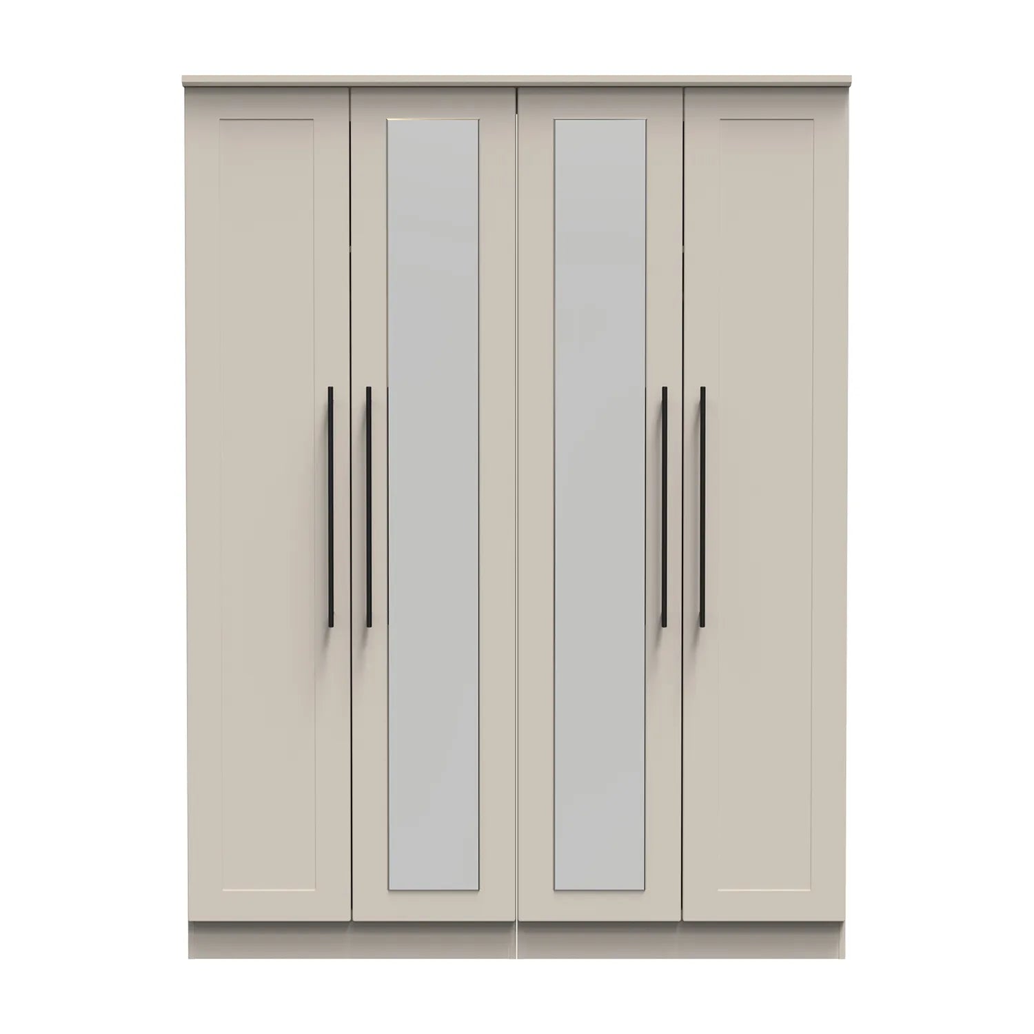 Beverly Kashmir Matte 4 Door Wardrobe with Mirror, Available in Choice of 3 Colours, White, Grey and Kashmir , Free Quick Delivery. Ready Assembled 