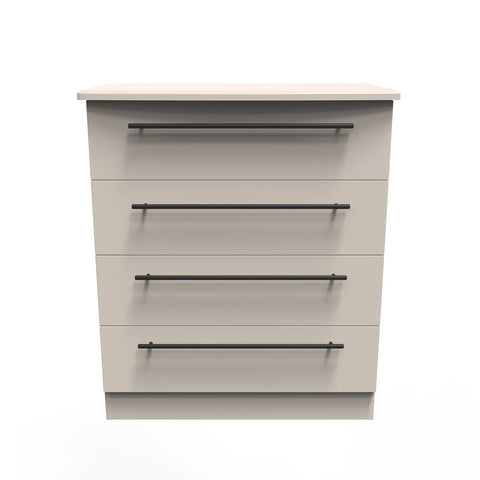 Bedroom Furniture Beverly Kashmir 4 Drawer Chest, Long Black Door Handles, Available in 3 Colours, Grey, White and Kashmir. Quick Delivery, Comes Assembled - Front view