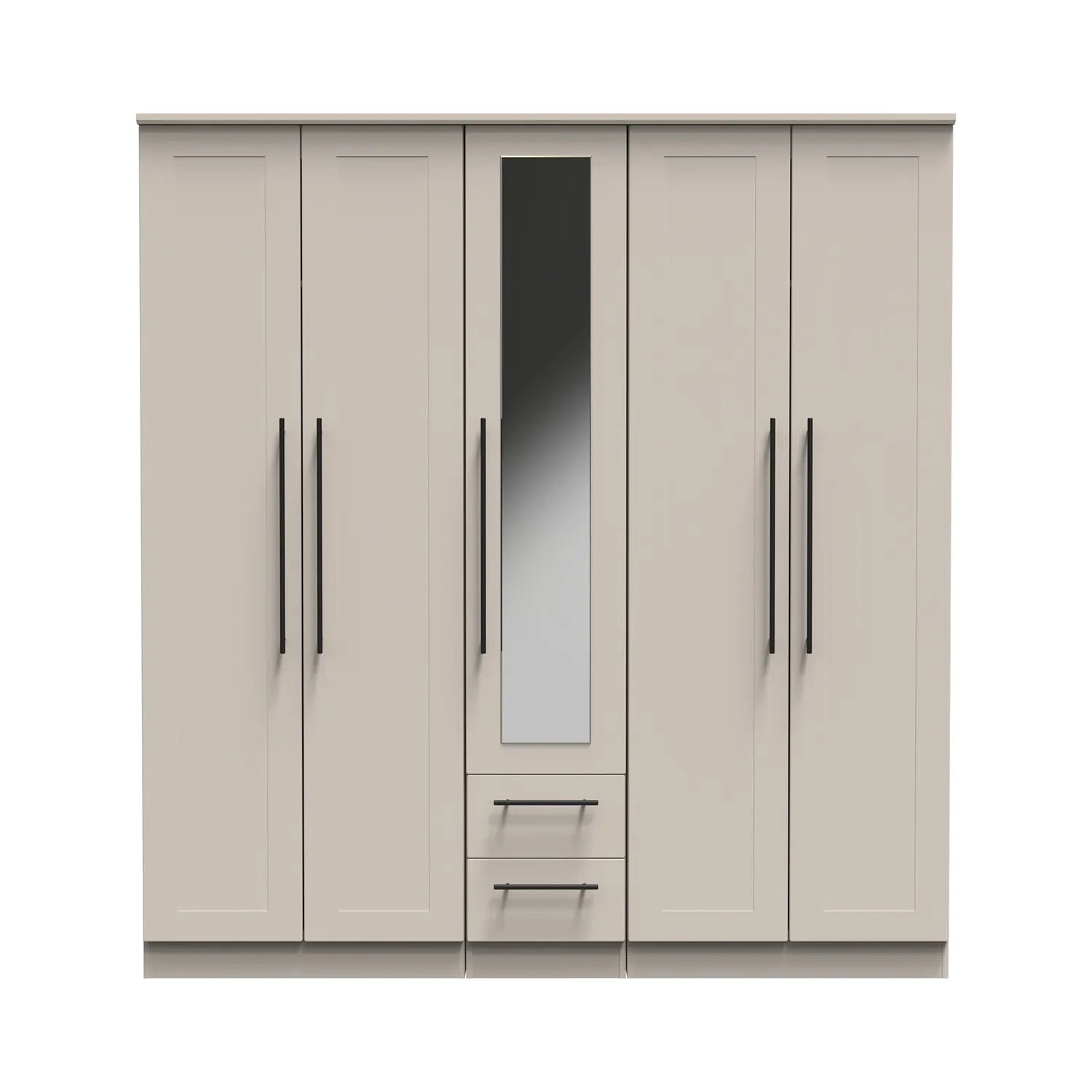 Beverly 5 Door Wardrobe with Mirror & Drawers