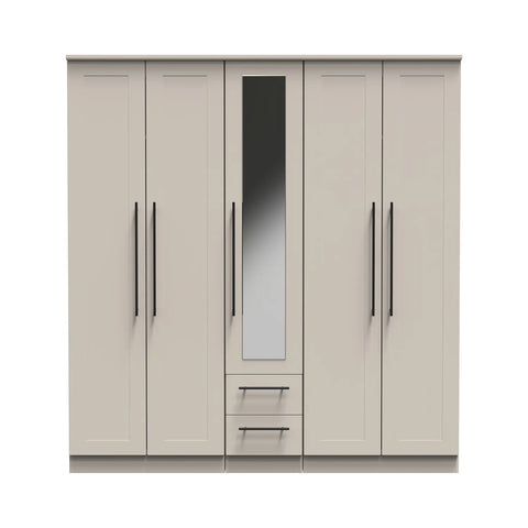 Beverly 5 Door Wardrobe with Mirror & Drawers