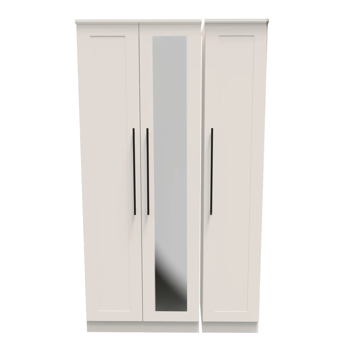 Beverly White Ash 3 Door Wardrobe, Available in Choice of 3 Colours, White, Grey and Kashmir , Free Quick Delivery. Ready Assembled - AngledView