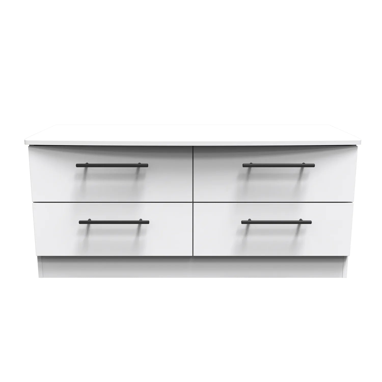 Bedroom Furniture Beverly White Ash 4 Drawer Bed Box, Long Black Door Handles, Available in 3 Colours, Grey, White and Kashmir. Quick Delivery, Comes Assembled - Front View