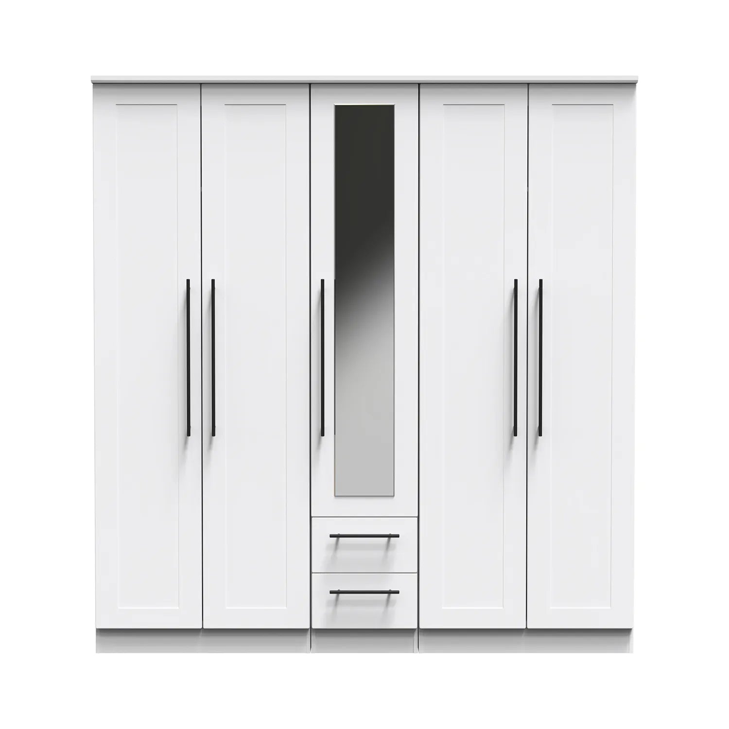 Beverly 5 Door Wardrobe with Mirror & Drawers