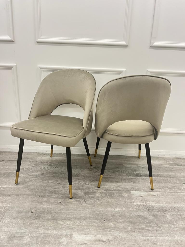 Set of 4 Beige Leather Dining Chairs