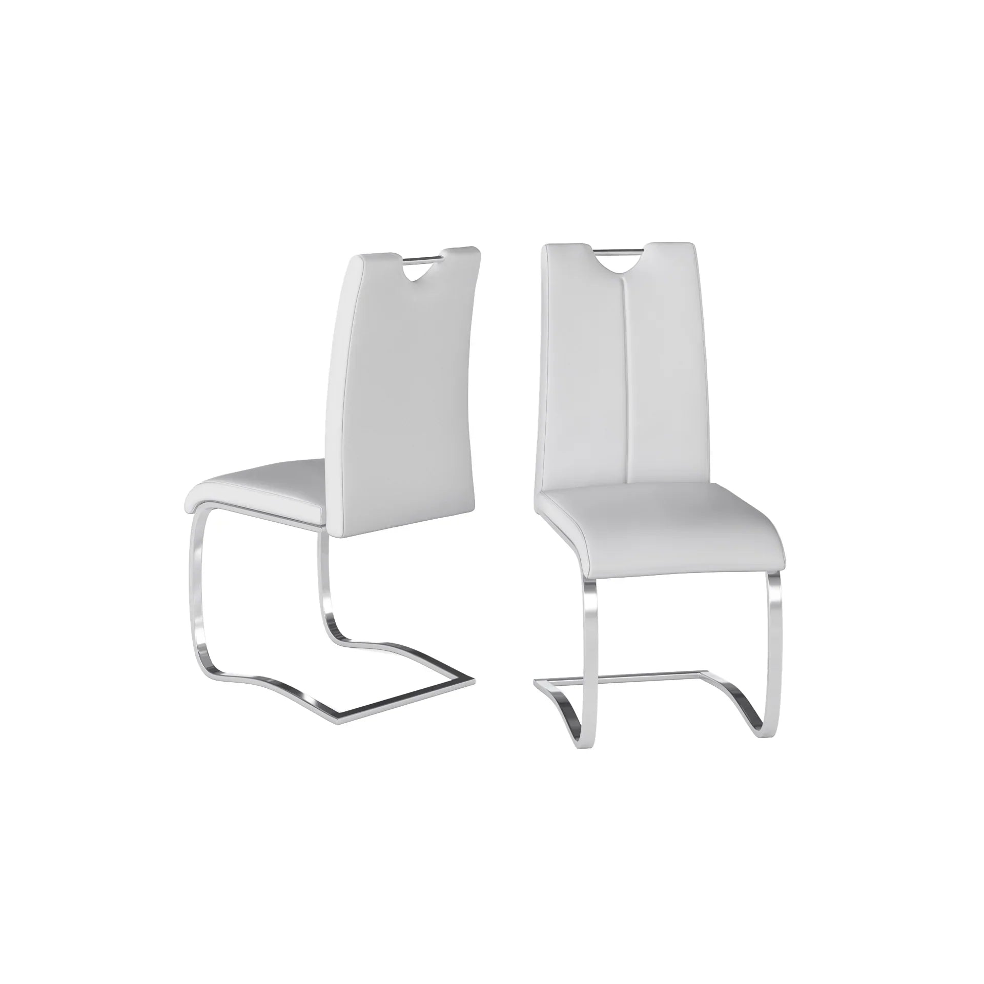 Set of 4 Bianco Faux Leather Cream Dining Chairs