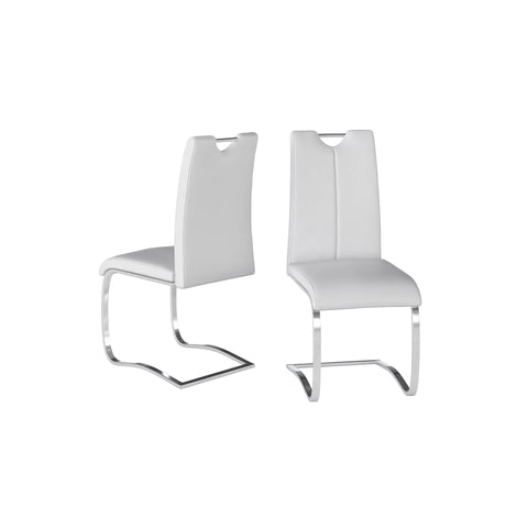 Set of 4 Bianco Faux Leather Grey Dining Chairs-Main Image White Chair with Chrome Legs