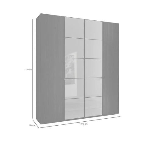 Zenith 200cm 4 Door Hinged Wardrobe. Available height 216cm and 236cm. Also available in various colours - 236cm Measurement Image