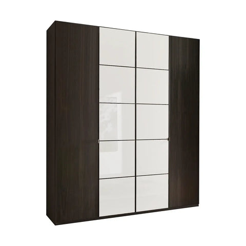 Zenith 200cm 4 Door Hinged Wardrobe in Mocca Oak with White Glass. Available height 216cm and 236cm. Also available in various colours - Main Image