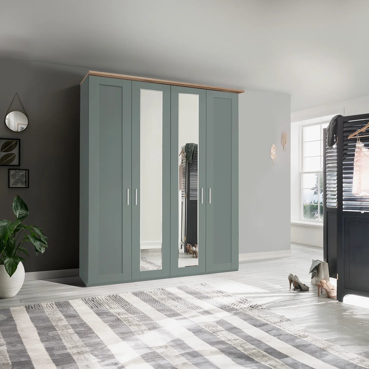 Kempton Sage Green 4 Door Hinged Wardrobe