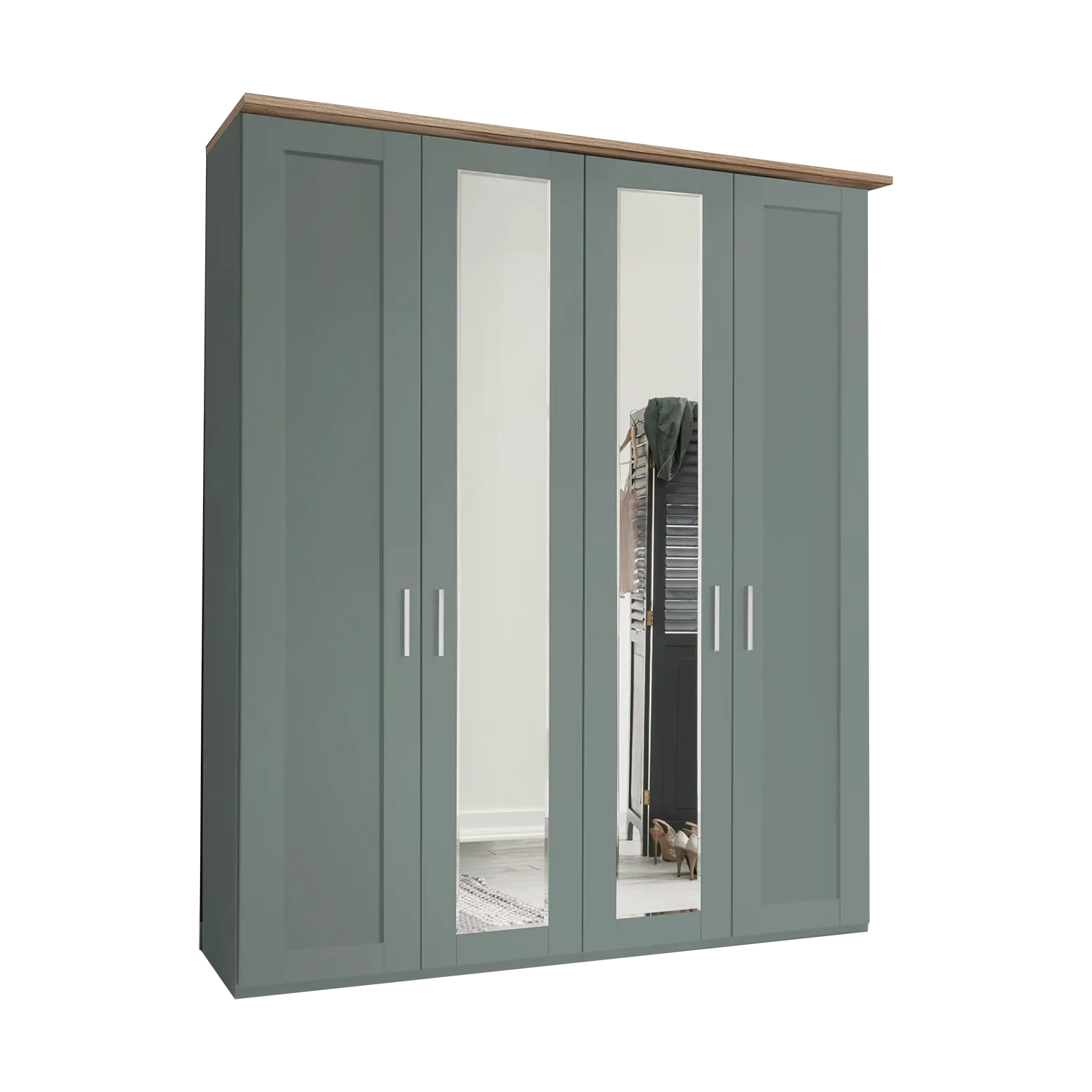 Kempton Sage Green 4 Door Hinged Wardrobe