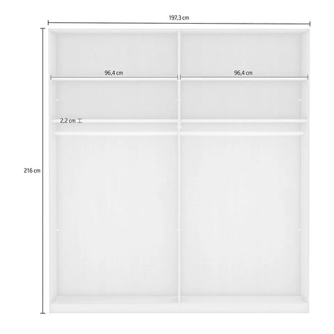 Wiemann Kempton 4 Door Hinged Wardrobe interior dimensions