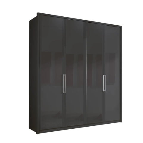 Wiemann Bristol Graphite Glass Front 4 Door Wardrobe Width 200cm