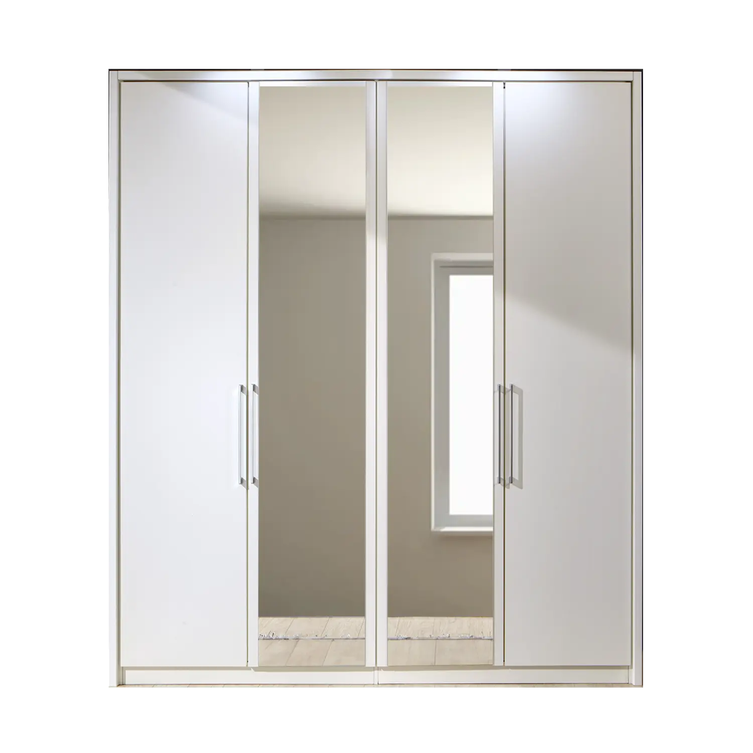 Wiemann Bristol White 4 Door Wardrobe With Mirror