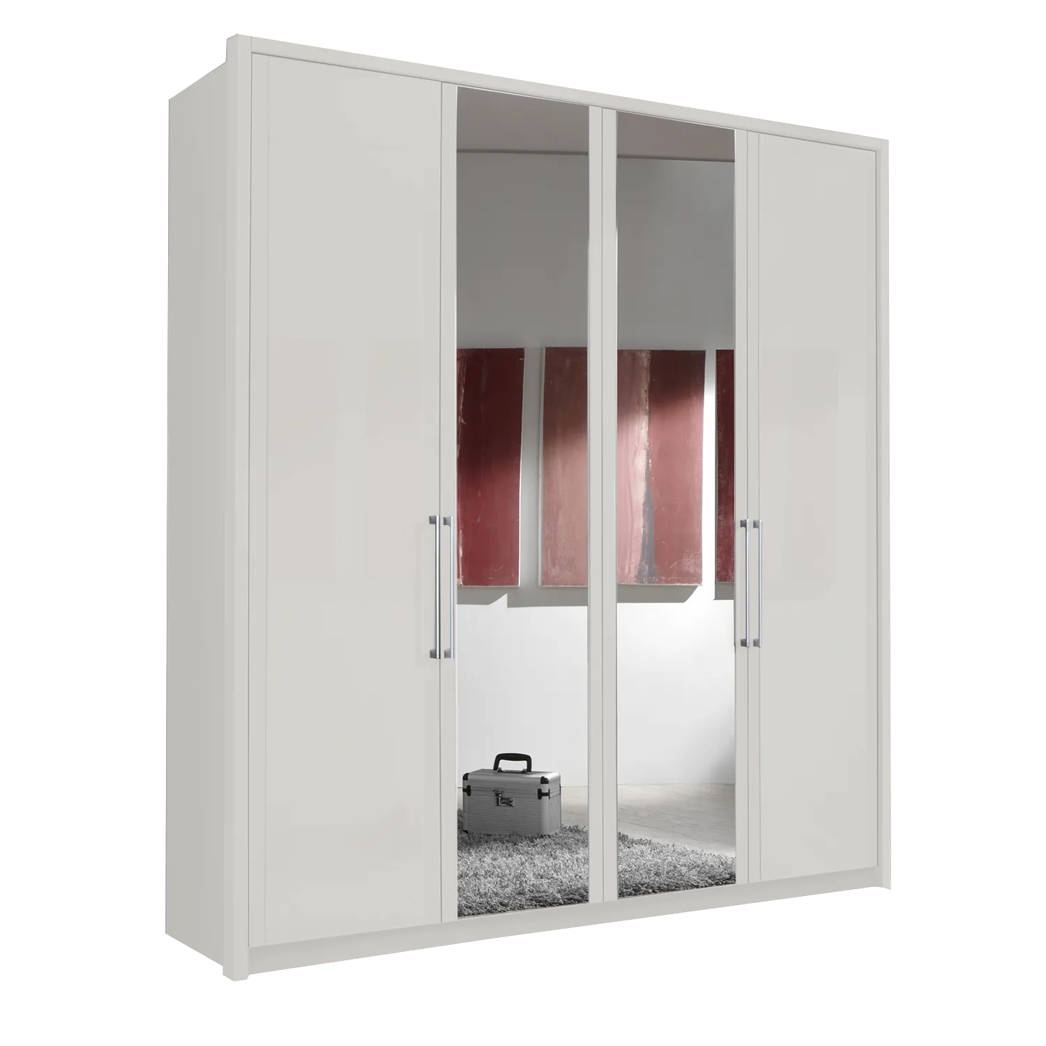 Wiemann Bristol White 4 Door Wardrobe With Mirror