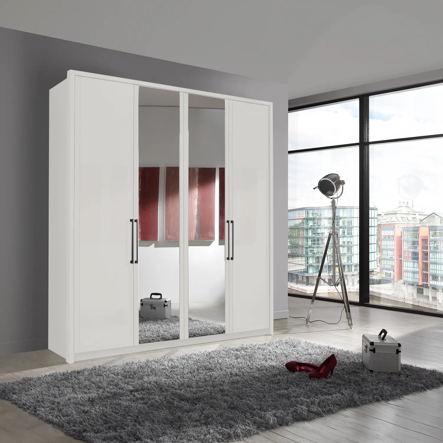 Wiemann Bristol White 4 Door Wardrobe With Mirror