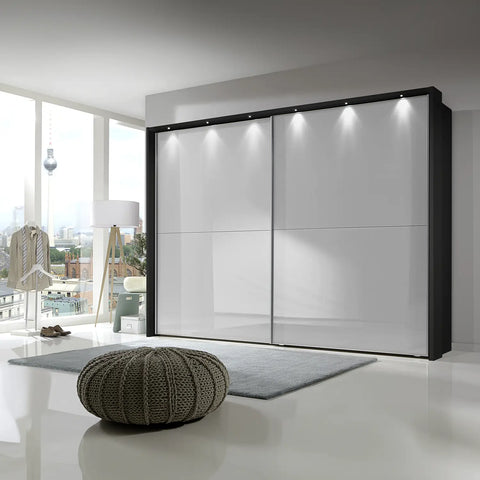 Wiemann Bristol Graphite with White Sliding Door Wardrobe, We will Deliver and assemble the wardrobe. Available in 4 Width Sizes 150cm, 200cm, 250cm and 300cm height is 217cm - Lifestyle Image 