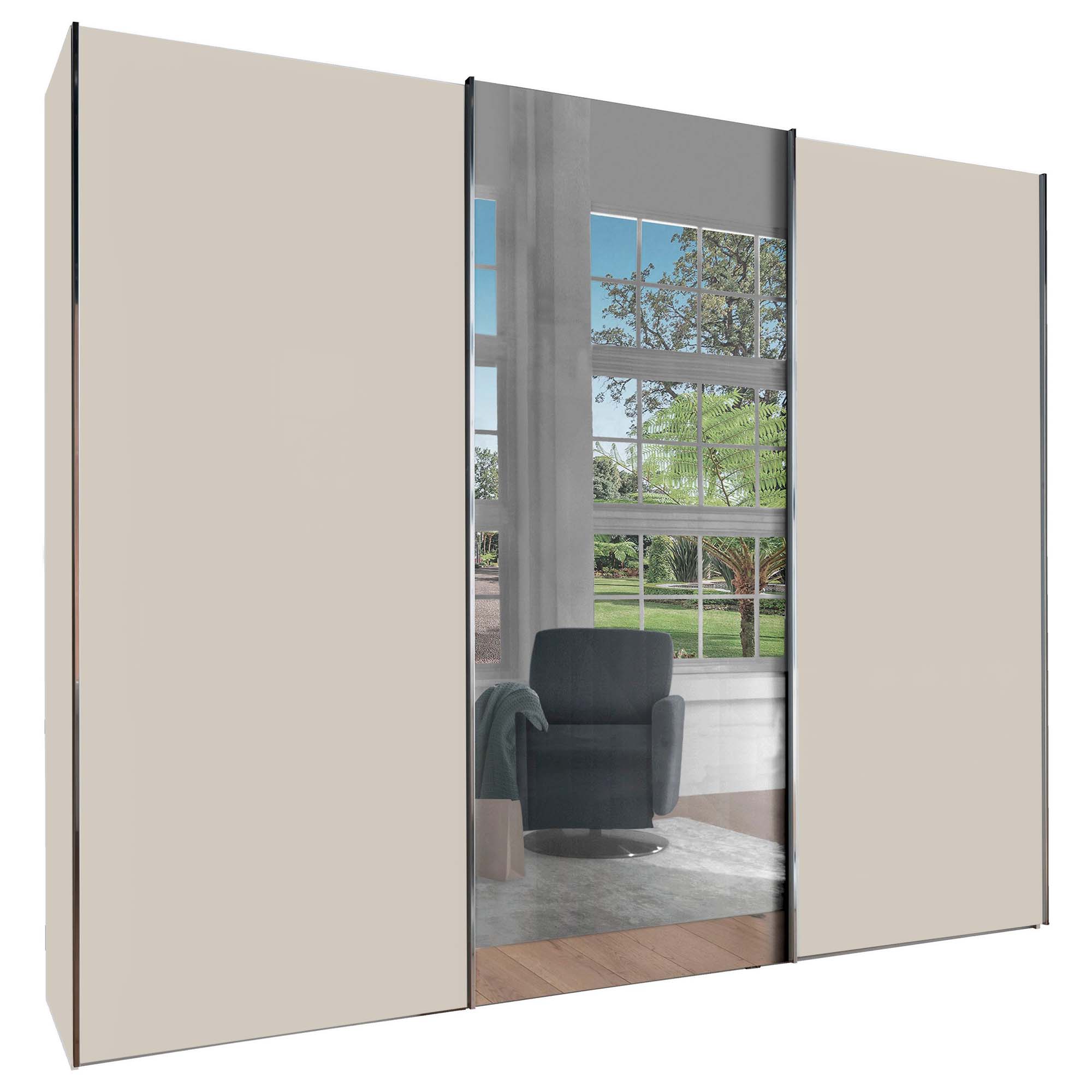 Monroe Champagne 3 Door Sliding Wardrobe with Mirror