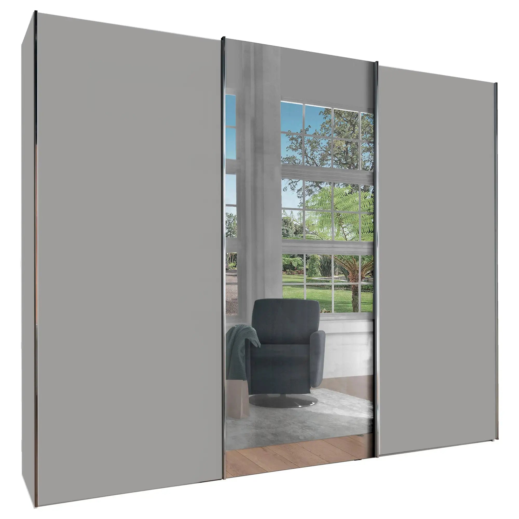 Wiemann Monroe Mirrored Sliding Door Wardrobe in Pebble Grey