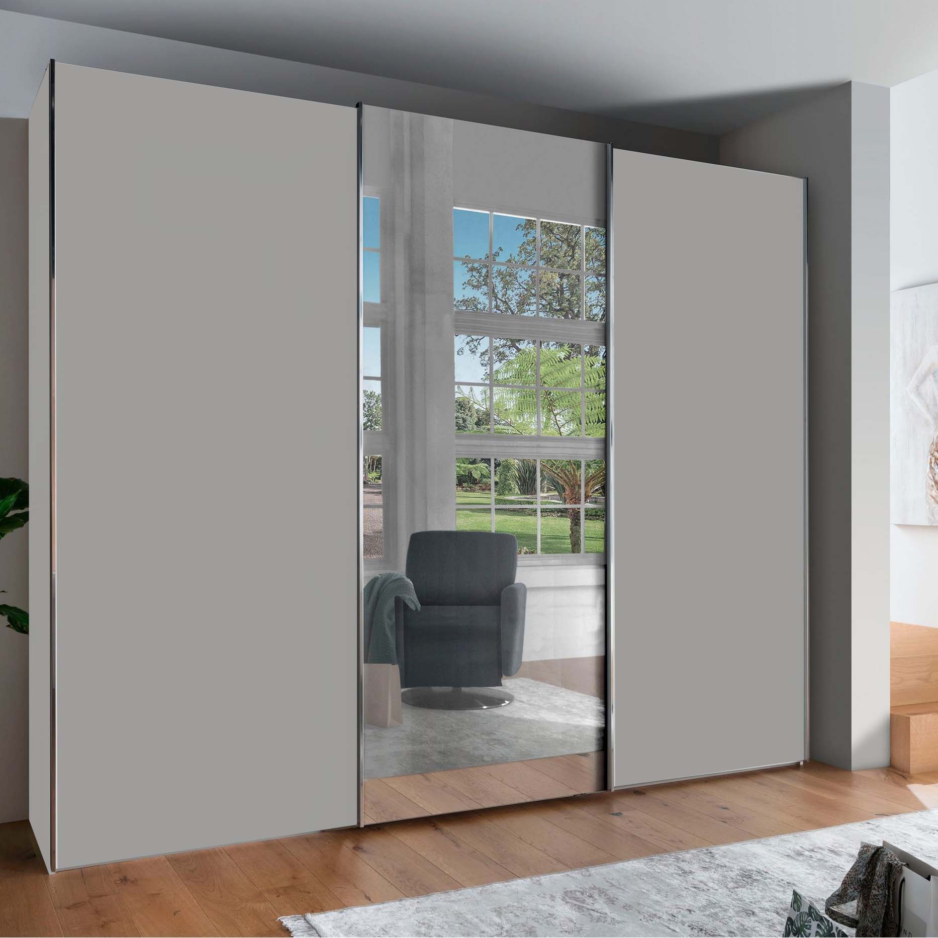 Wiemann Monroe Mirrored Sliding Door Wardrobe in Pebble Grey