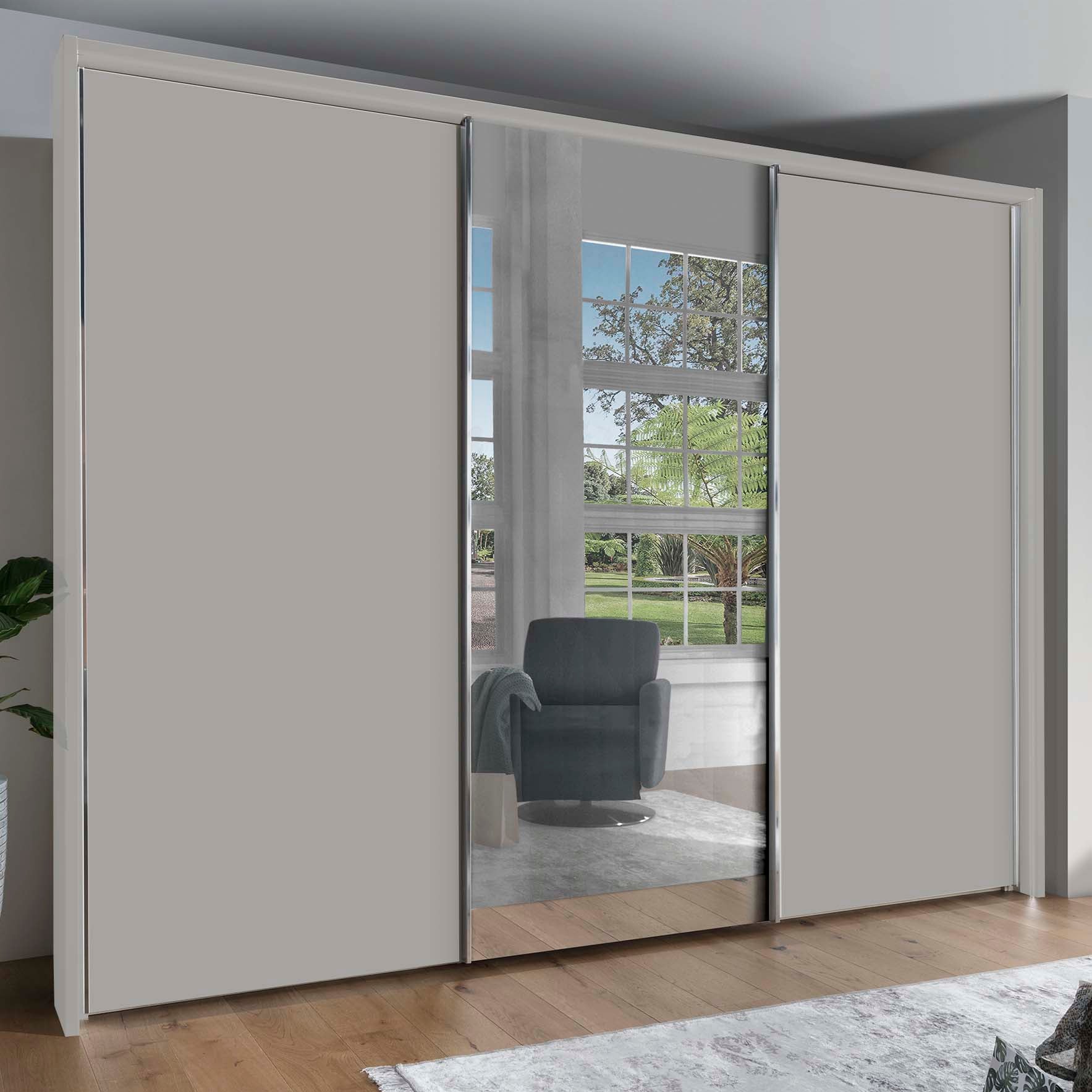 Wiemann Monroe Mirrored Sliding Door Wardrobe in Pebble Grey