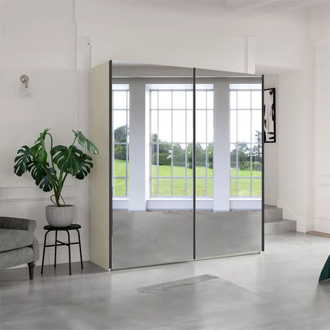 Wiemann Oxford 200cm Full Mirror Sliding Wardrobe, also available in 150cm. Various carcase colours available - Lifestyle Image 