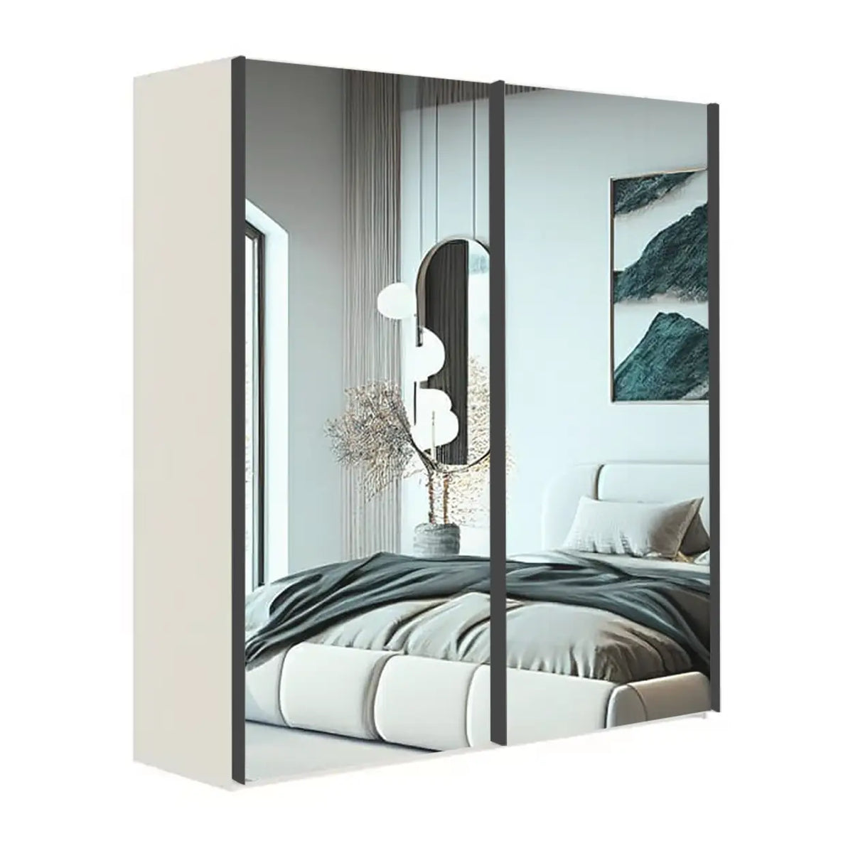 Wiemann Oxford 200cm Full Mirror Sliding Wardrobe, also available in 150cm. Various carcase colours available - Main Image 