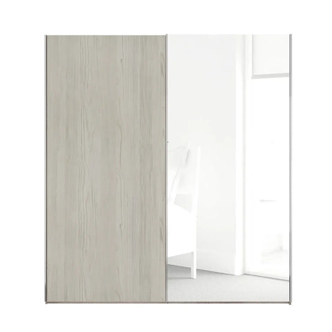 Wiemann Oxford White Oak and Mirror Front Sliding Door Wardrobe Widtg 200cm 