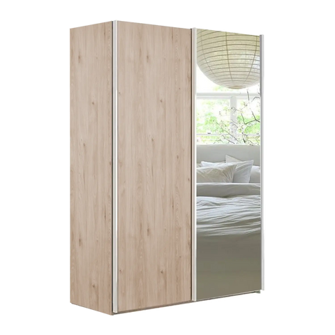 Wiemann Oxford 2 Door Sliding 150cm Holm Oak Wardrobe with Mirror, also available in 200cm - Main Image 