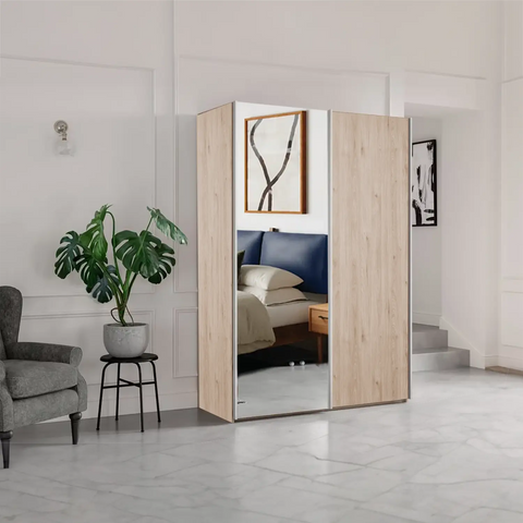 Wiemann Oxford 2 Door Sliding 200cm Holm Oak Wardrobe with Mirror, also available in 150cm - Lifestyle Image