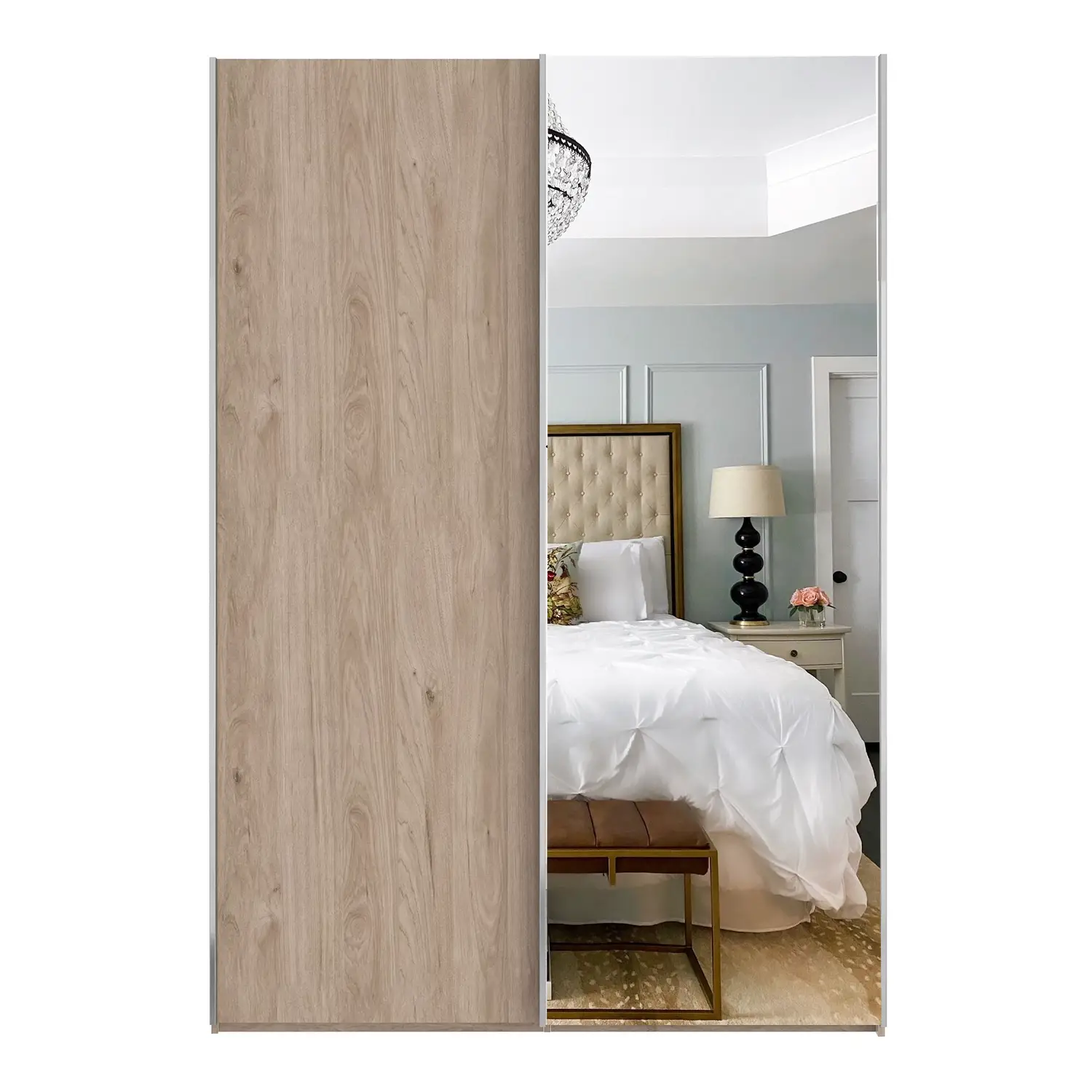 Wiemann Oxford 2 Door Sliding 150cm Holm Oak Wardrobe with Mirror