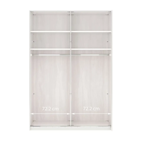 Wiemann Houston 150cm Graphite Glass & Mirror Front 2 Door Sliding Wardrobe -Interior Details 2