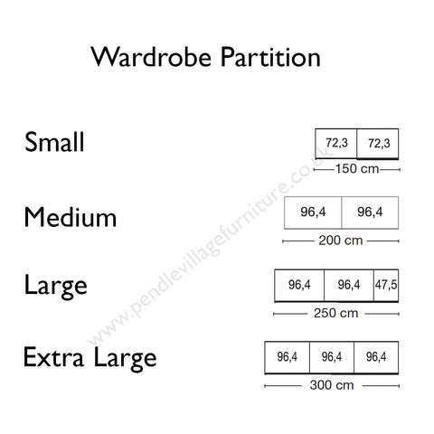 Wiemann Bristol Graphite with White Sliding Door Wardrobe, We will Deliver and assemble the wardrobe. Available in 4 Width Sizes 150cm, 200cm, 250cm and 300cm height is 217cm - Wardrobe Partition Details depending on the size