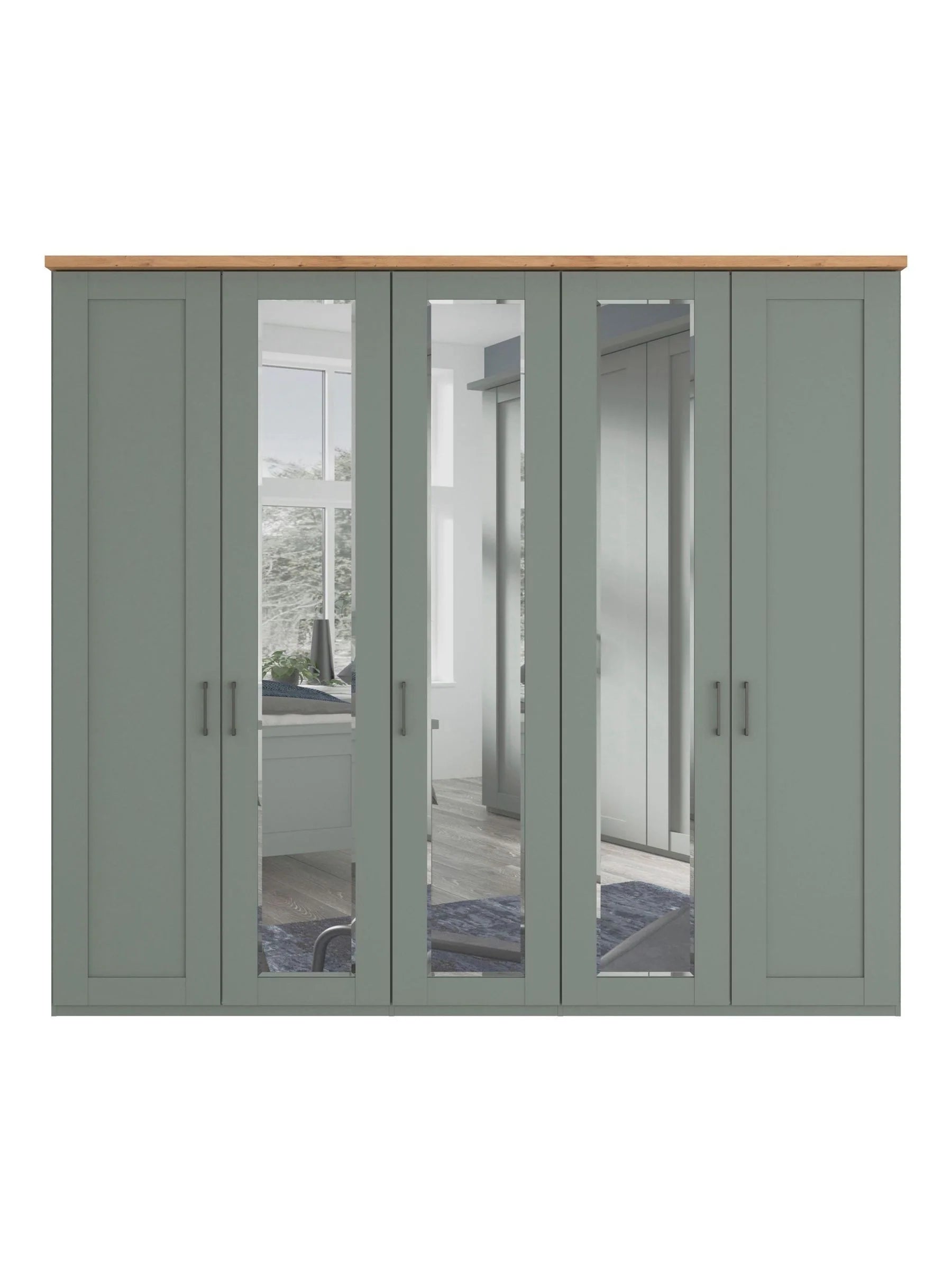 Wiemann Kempton Sage Green 250cm , 5 Door hinged Wardrobe