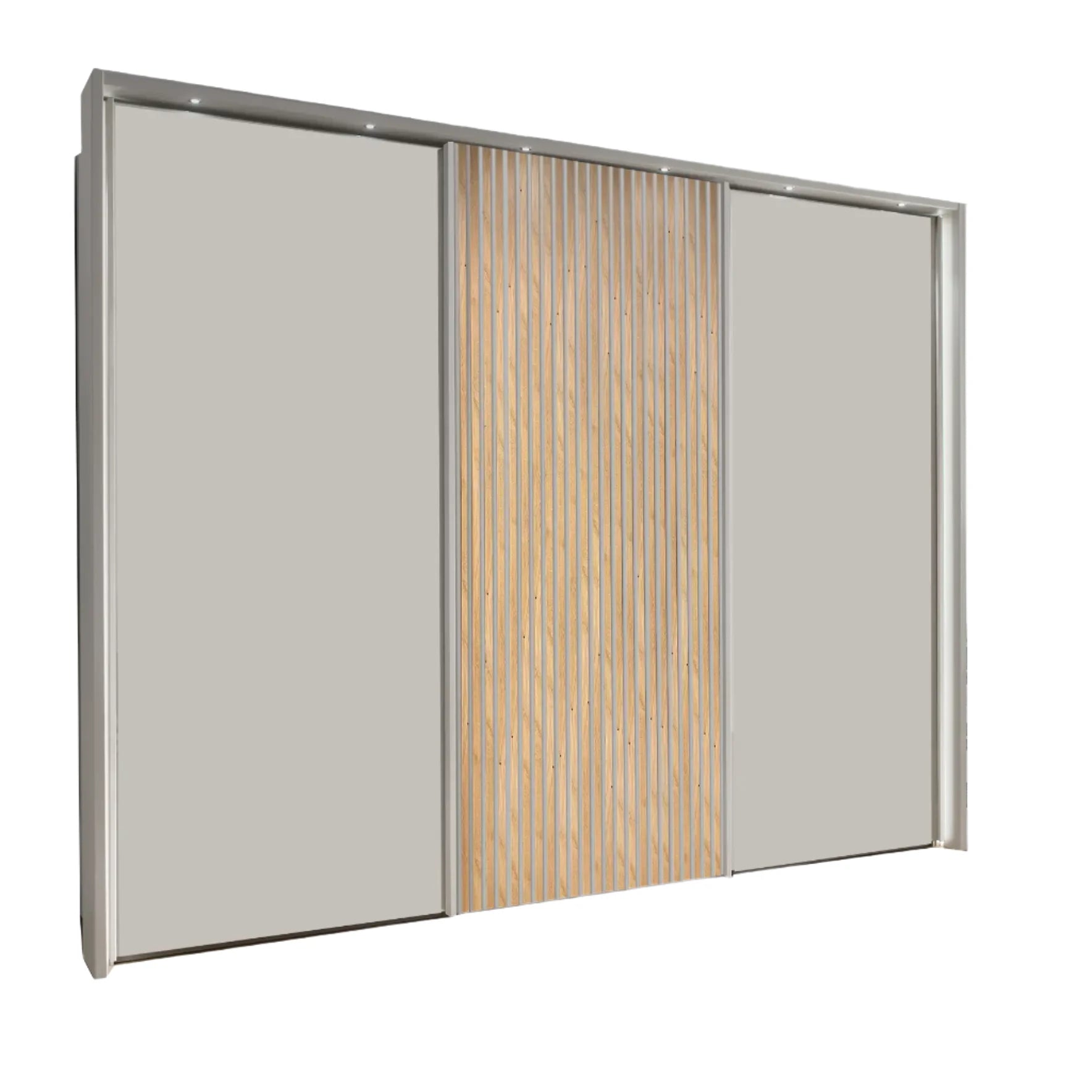 Tulsa 3 Door Decor Champagne Sliding Door Wardrobe with Oak Decking