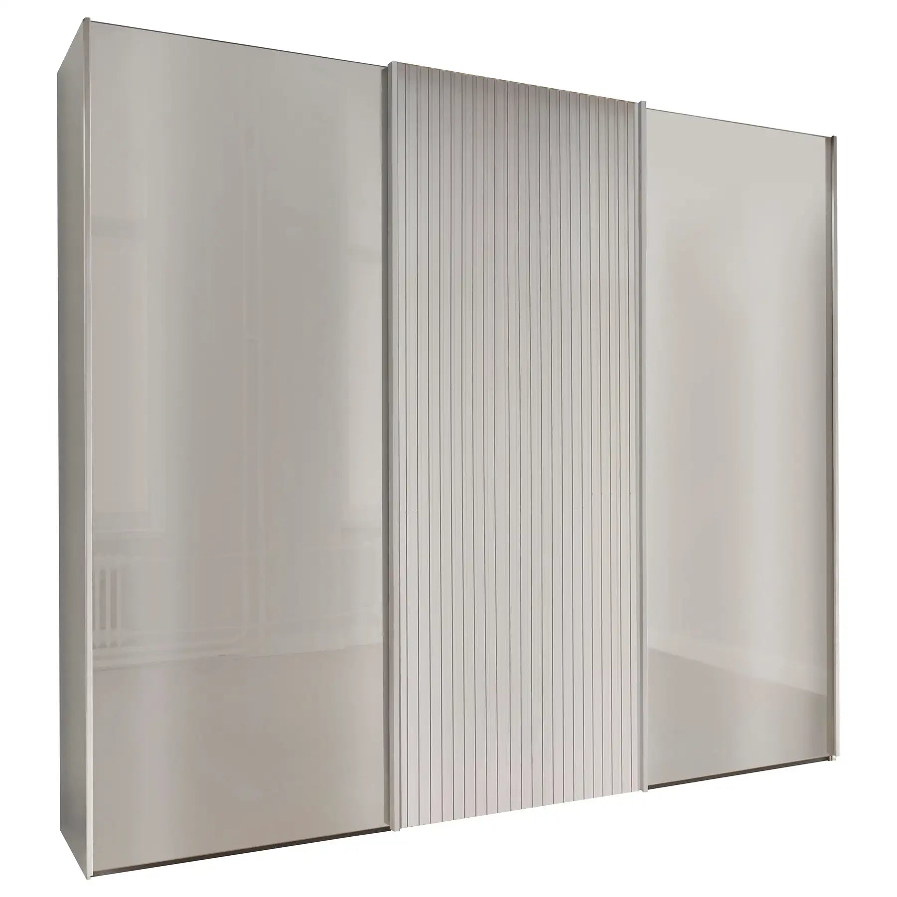 Tulsa Champagne Glass Sliding Door Wardrobe with Slats on the Door