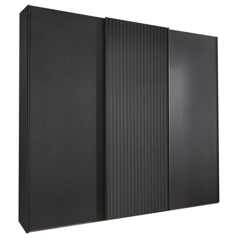 Rauch Tulsa 3 Door Graphite Sliding Door Wardrobe with Graphite Decking