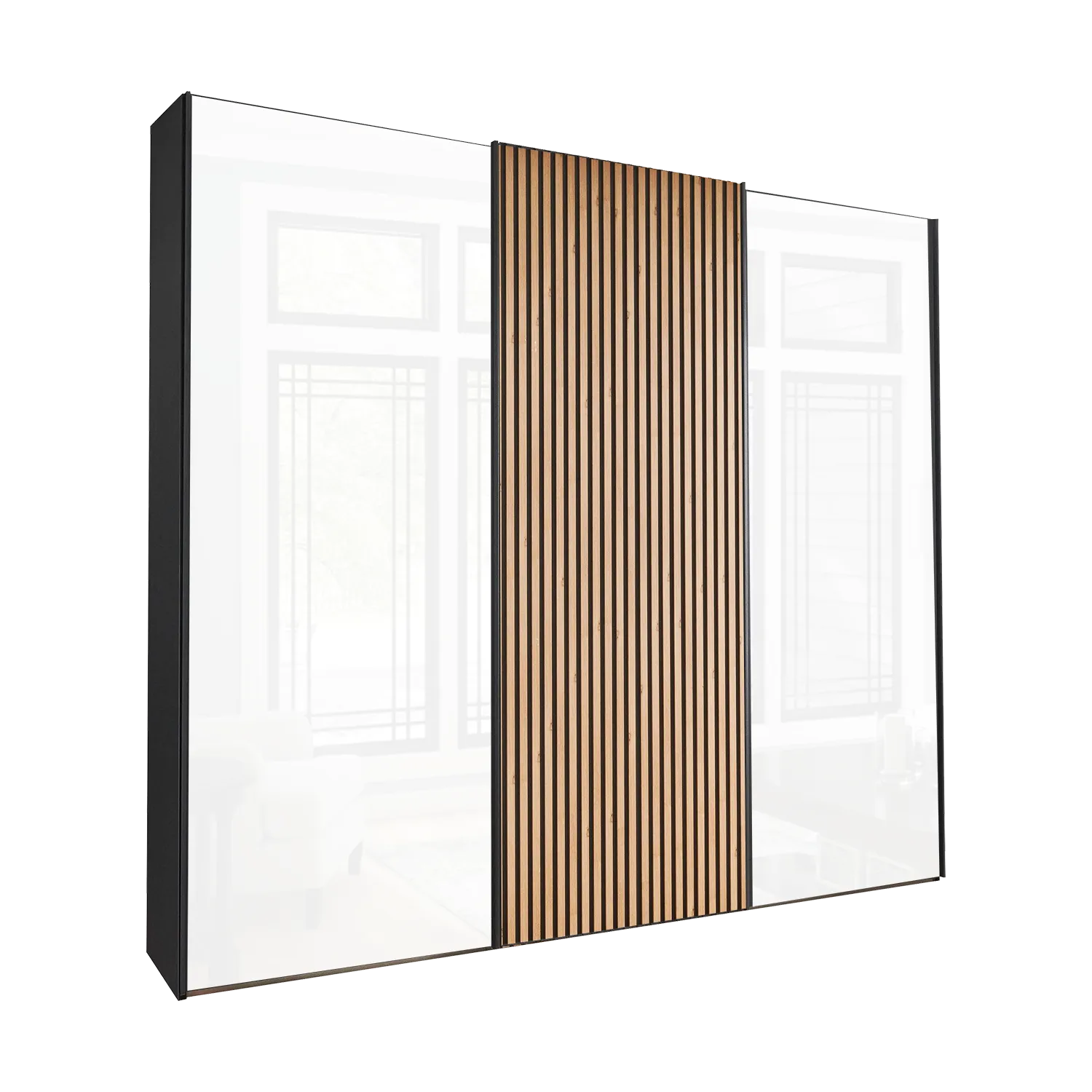 Tulsa 3 Door White Glass Sliding Door Wardrobe with Decking