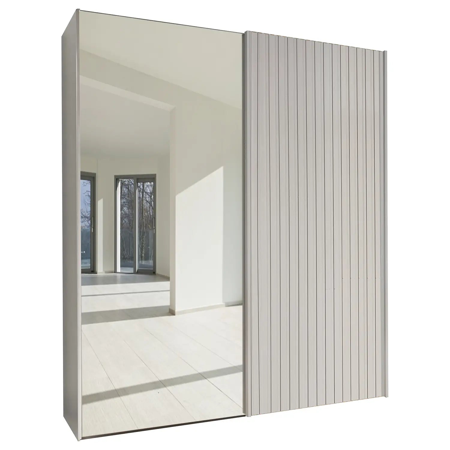 Tulsa Champagne Double Sliding Door Wardrobe with Mirror by Wiemann 