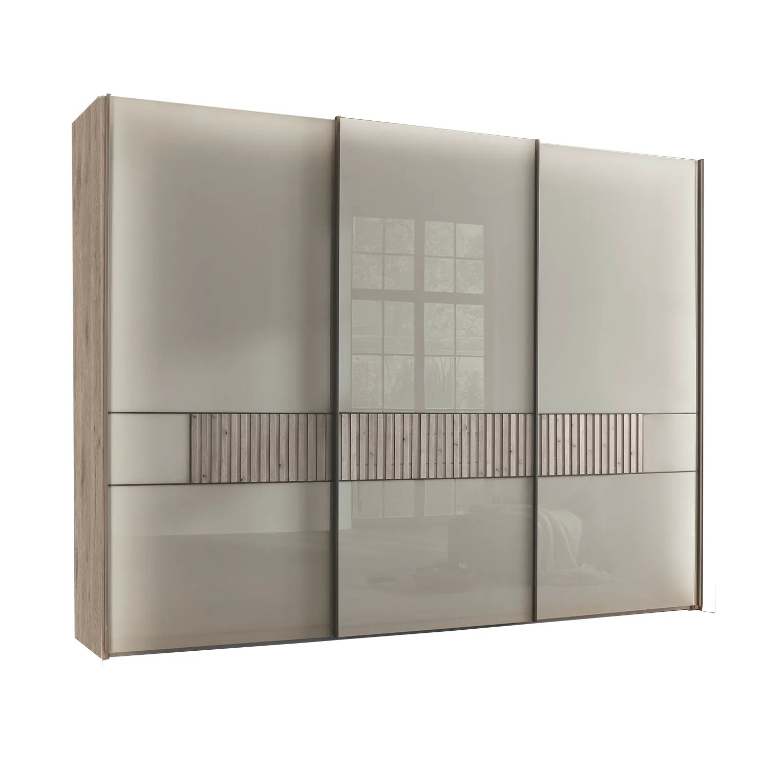 Vilmar Pebble Grey Glass 3 Door Sliding Wardrobe