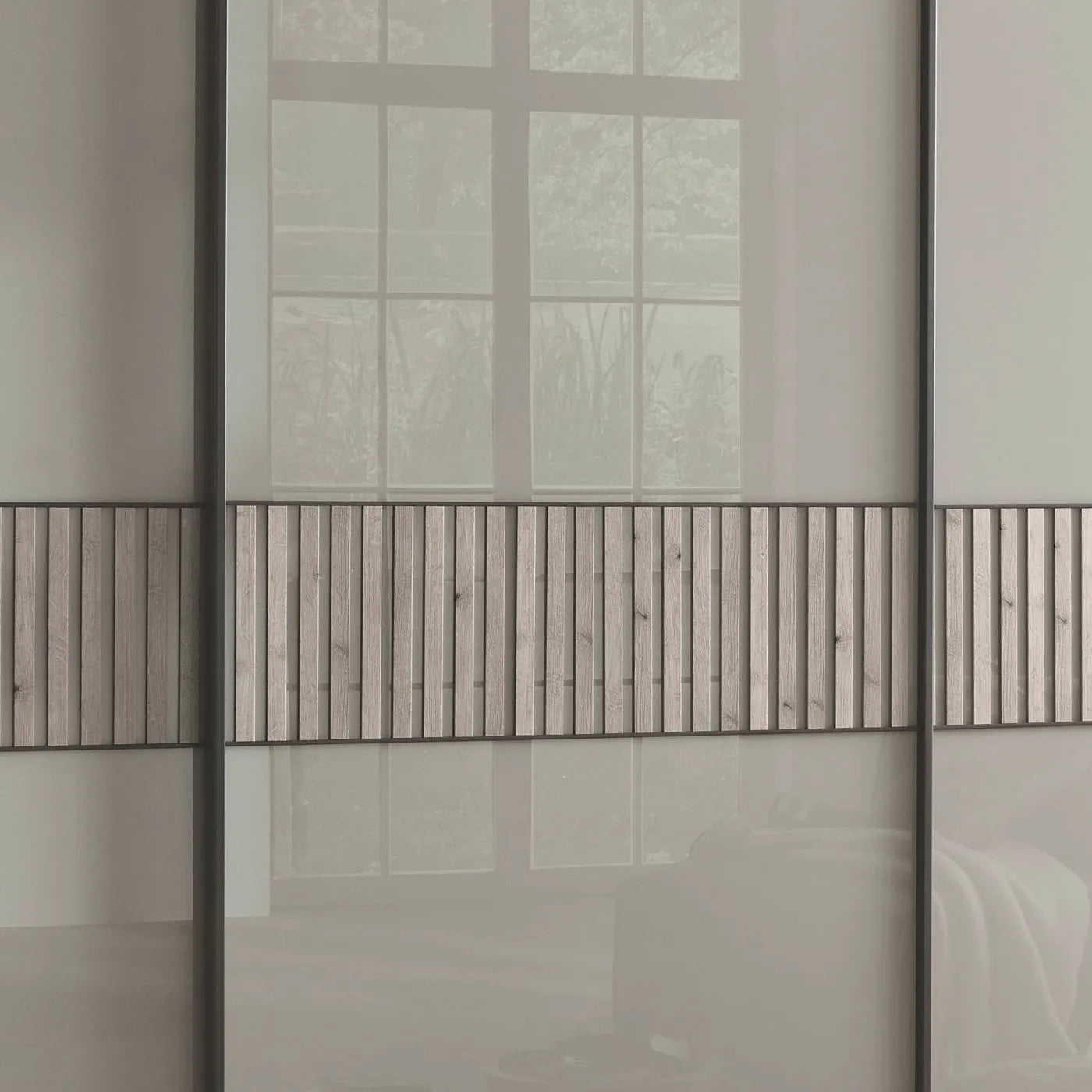 Vilmar Pebble Grey Glass 3 Door Sliding Wardrobe