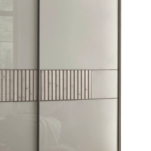 Wiemann Vilmar Pebble Grey Glass Sliding Door Wardrobe - Decking style on Doors