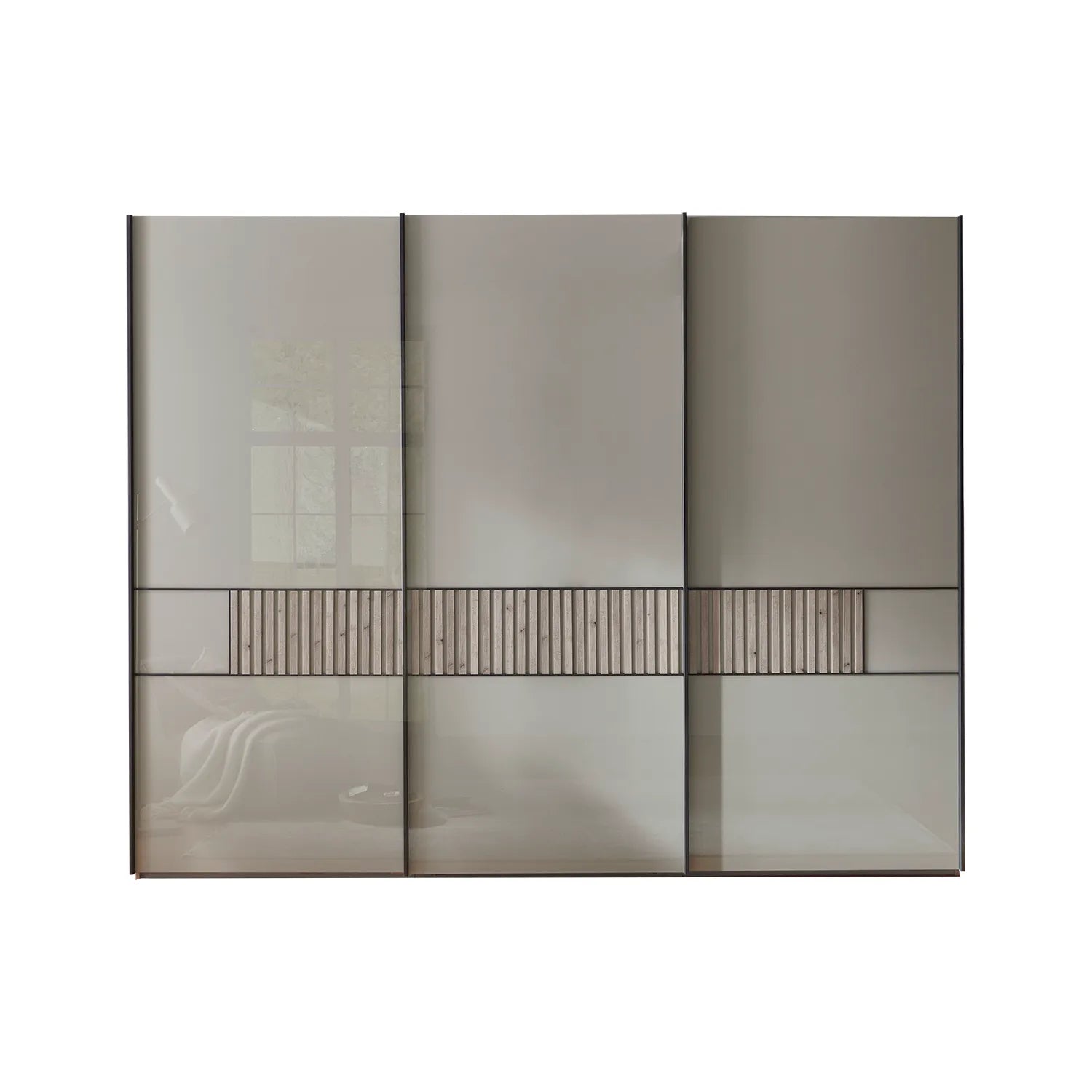 Wiemann Vilmar Pebble Grey Glass Above 300cm, 3 Door Sliding Wardrobe