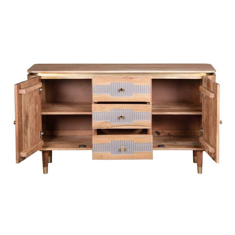 Wilton Acacia Wood 2 Doors and 3 Drawers Sideboard, also available in 2 door - Internal View 