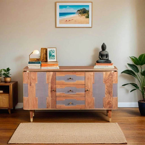 Wilton Acacia Wood 2 Doors and 3 Drawers Sideboard, also available in 2 door - Lifestyle Image 