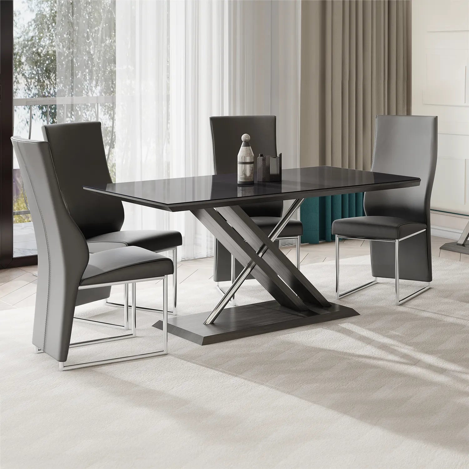 Romeo Leather Dining Chairs and Table set