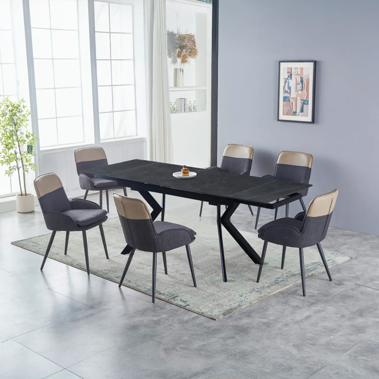 Xenia 160-240cm Dark Grey Extension Dining Table