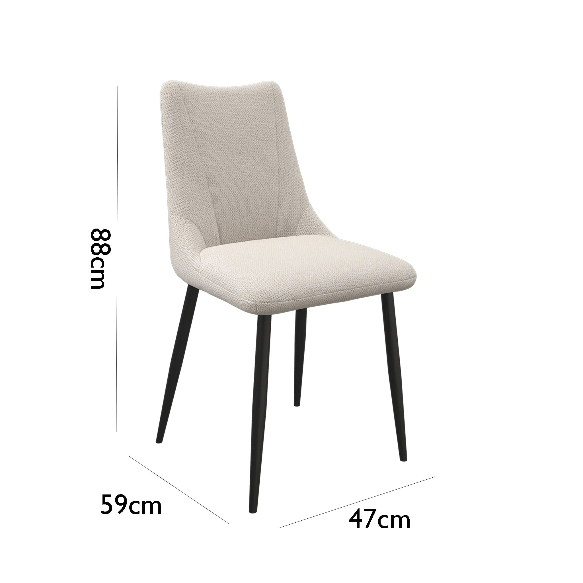 Zoe Ivory Fabric Set of 4 Dining Chairs