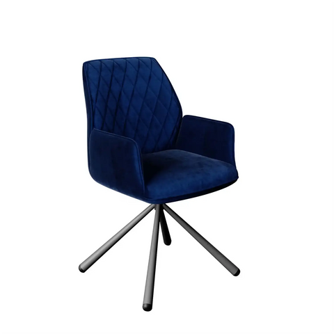 Twist Blue Plush Velvet Swivel Dining Chairs 