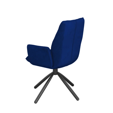 Zannetti Blue Fabric Swivel Dining Chairs 