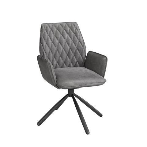 Zannetti Grey Plush Velvet Swivel Dining Chairs 